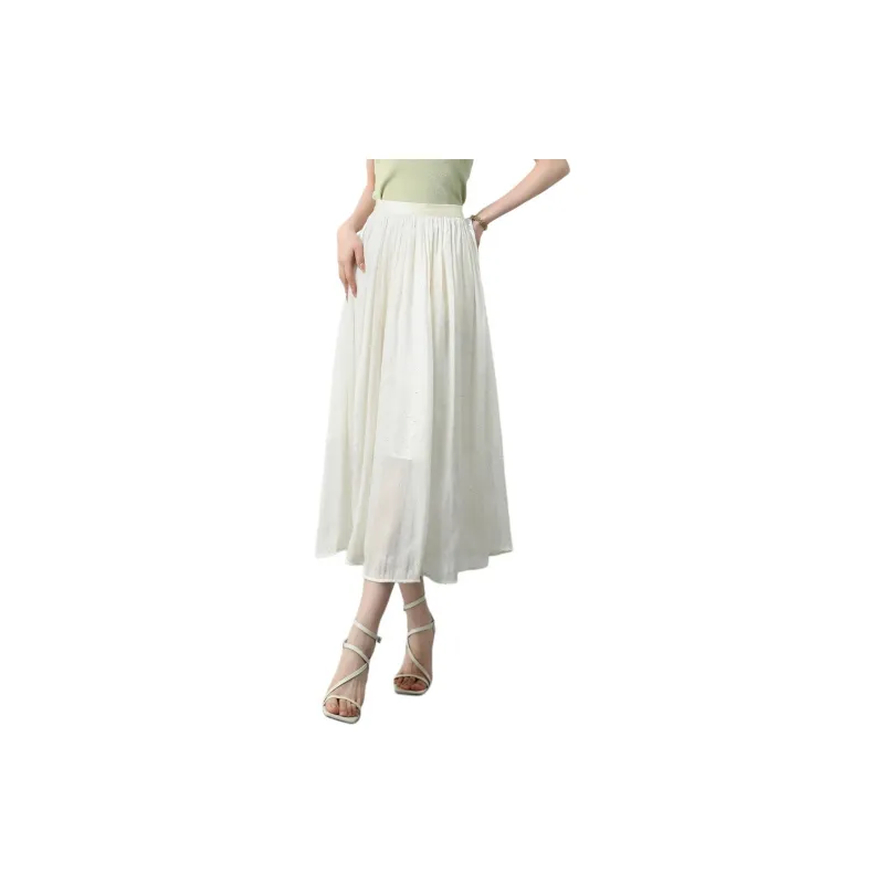 TERRE BLEUE SS24 Casual Long Skirt Women's Apricot-1