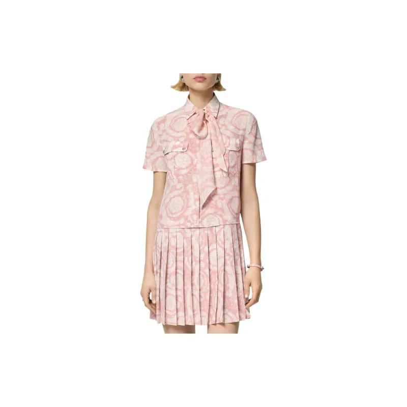 VERSACE Barocco Lavallière Pleated Mini Dress-2