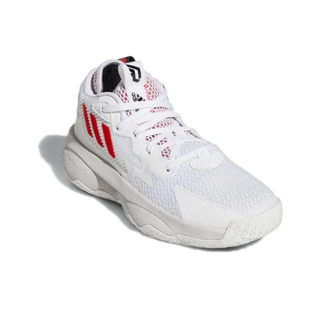 Adidas D Lillard 8 J Wear Resistant Mid Top Children's Basketball Shoes White Teenagers-2