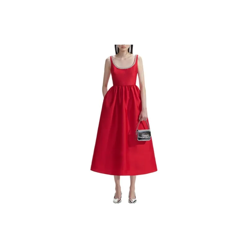 Self-portrait Taffeta Diamante Midi Dress-1
