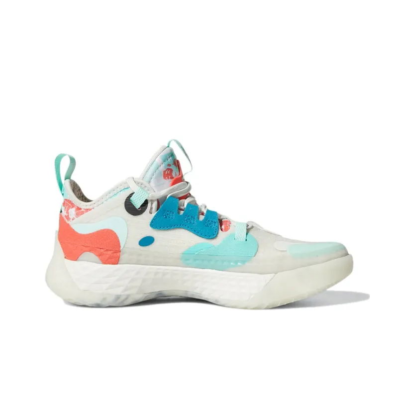 Adidas Harden Vol.5 Abrasion Resistant Low Top Children's Basketball Shoes White Green Red Teenagers-1
