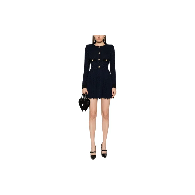 Self portrait Weave knit Pleated Minidress-1