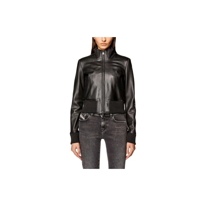 DIESEL L Hung Logo embossed Leather Jacket-1