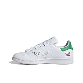 Adidas Originals STAN SMITH J Wear Resistant Low Top Skateboard Shoes White Green Teenagers