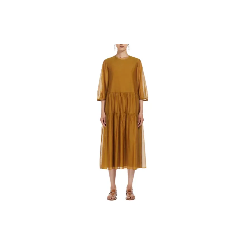 MaxMara Long Sleeved Dresses Women's Gold-1