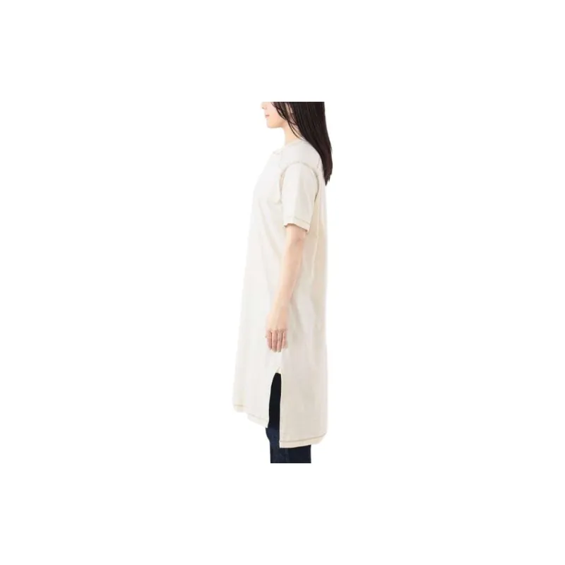Beams Ribbed Henley Neck Short Sleeve Dress Short Sleeved Dresses Women's-4