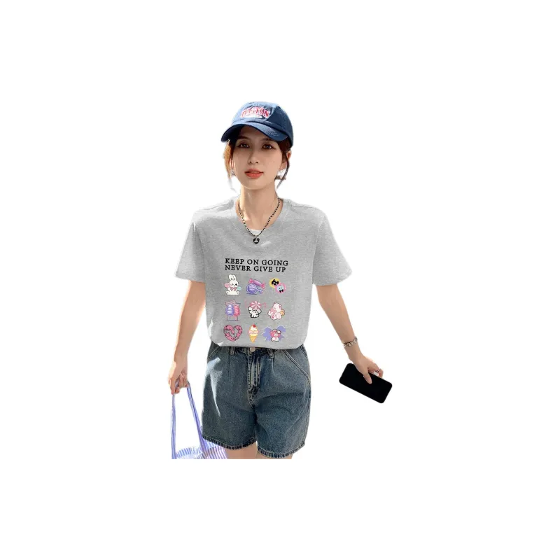 Tonlion T Shirt Women's Light Heather Gray-1
