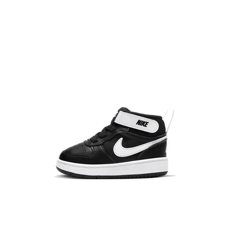 Nike Court Borough Mid 2 Support High Top Skateboard Shoes Black White Infant And Toddler-0