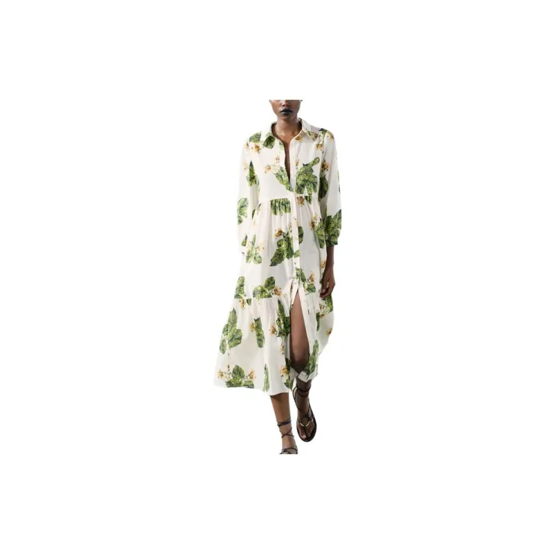 ZARA Long Sleeved Dress Women's White-2