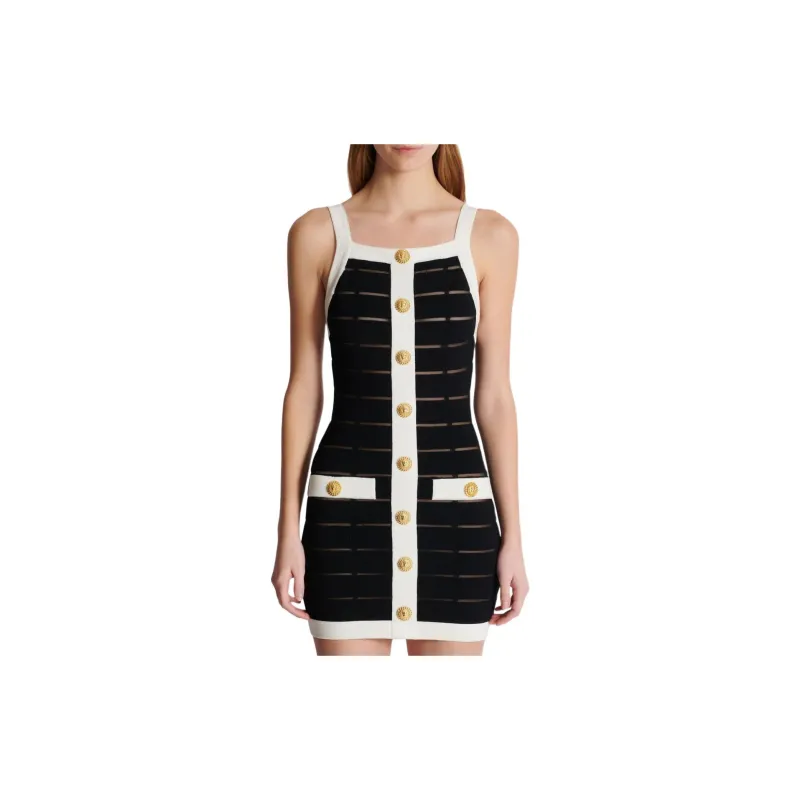 BALMAIN Mesh detailed Short Dress-4