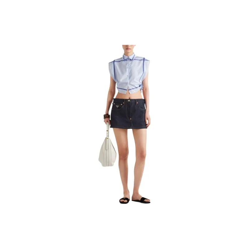 PRADA Check print Cropped Shirt-1