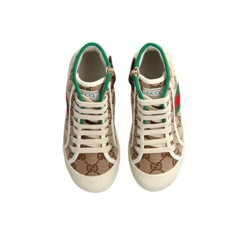 GUCCI Tennis 1977 High Top Kids' Skateboarding Shoes Beige Brown Kids'-4