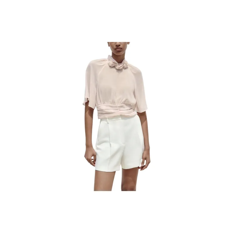 ZARA Crop Tops Women's Earth Gray Pink-2