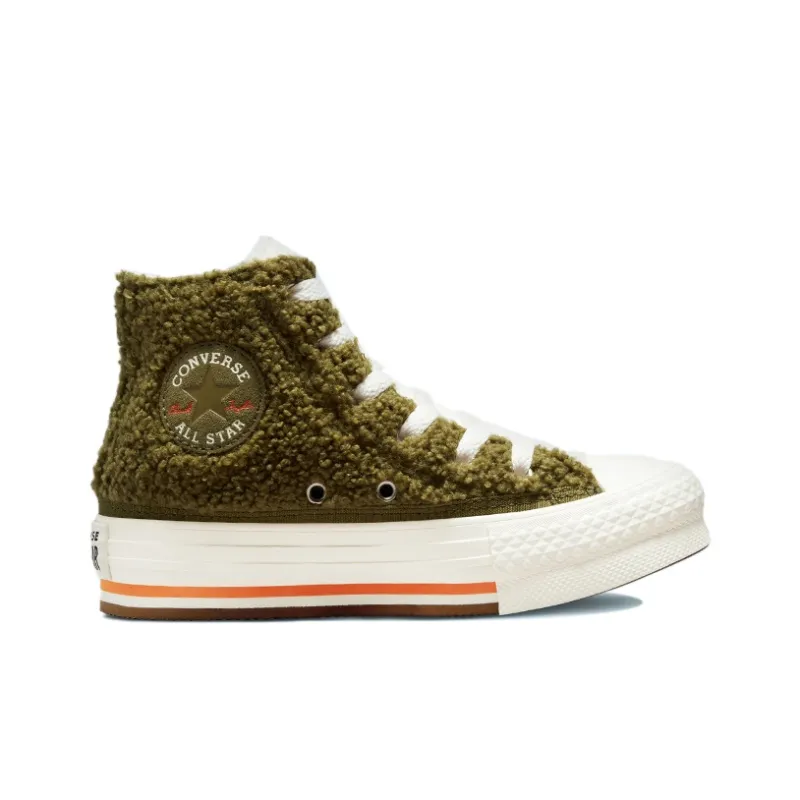 Converse Chuck Taylor All Star   Sherpa EVA Platform High GS 'Dark Moss Bold Mandarin'-1