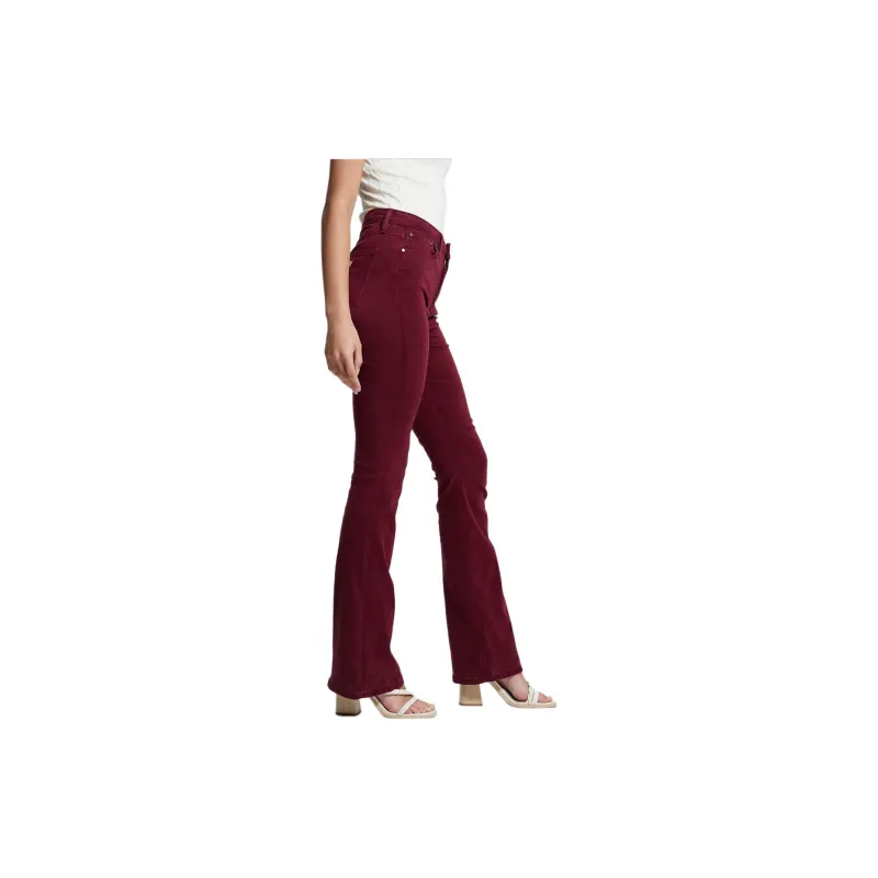 GUESS Eco Sexy Flare Velvet Pants Jeans Women's Burgundy-2