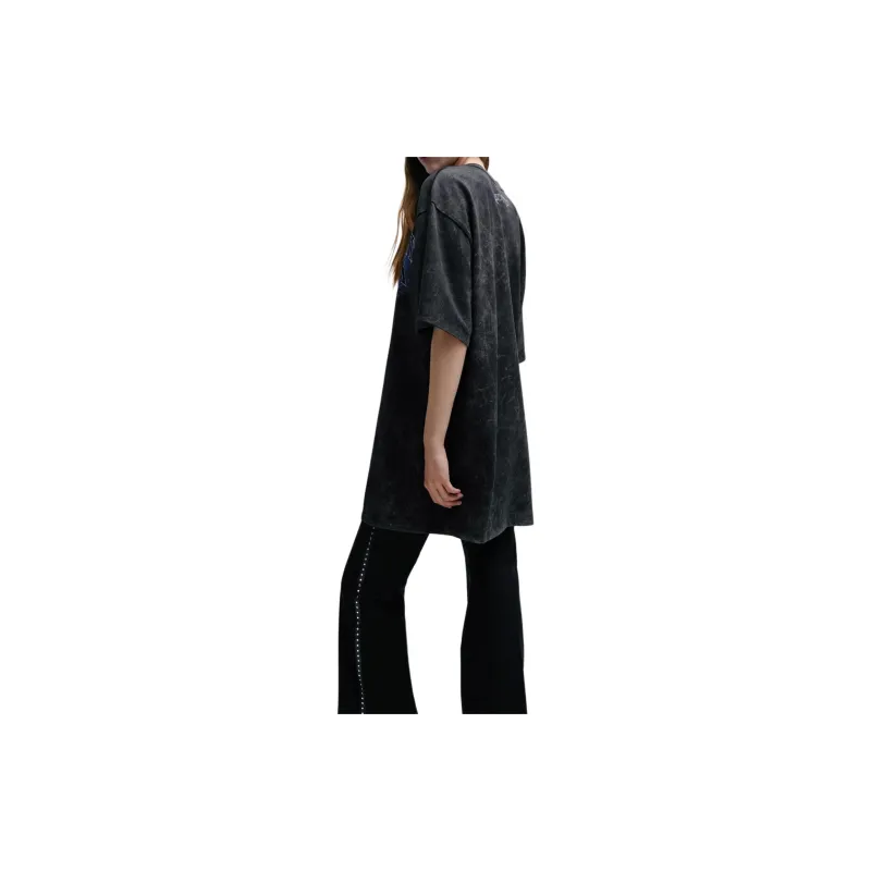 HUGO BOSS Cotton-Jersey T-Shirt Dress With Seasonal Print Short-Sleeved Dresses Women's Black-1