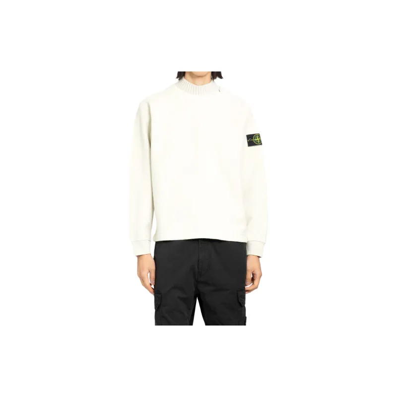 STONE ISLAND Compass Motif Mock Neck Layered Sweatshirt-3