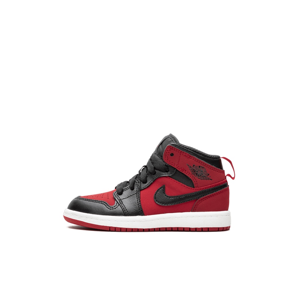 Jordan 1 Mid Reverse Bred PS store PreSchool Kids Red Black Casual Sneakers size 1y