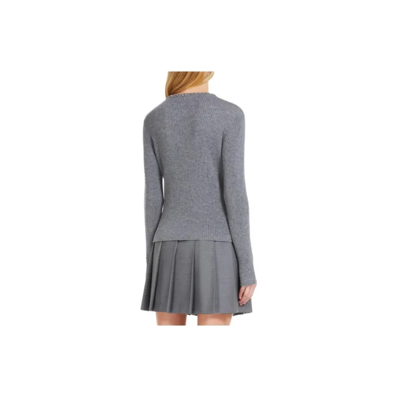MaxMara Studio Catone Collection Ribbed Wool Jumper Sweater Women's Gray-3
