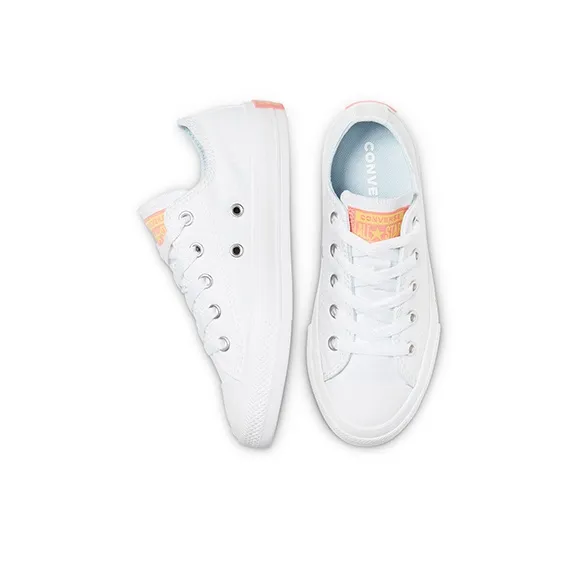 Converse Chuck Taylor All Star Low Top Anti Slip Wear Resistant Low Top Kids Canvas Shoes White Yellow Teenagers-4