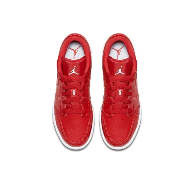 Jordan Air Jordan 1 Wear Resistant Low Top Children's Basketball Shoes University Red White Teenagers-3