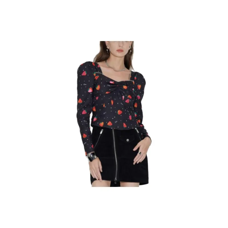 Bebe Crop Tops Women's Floral Black-1
