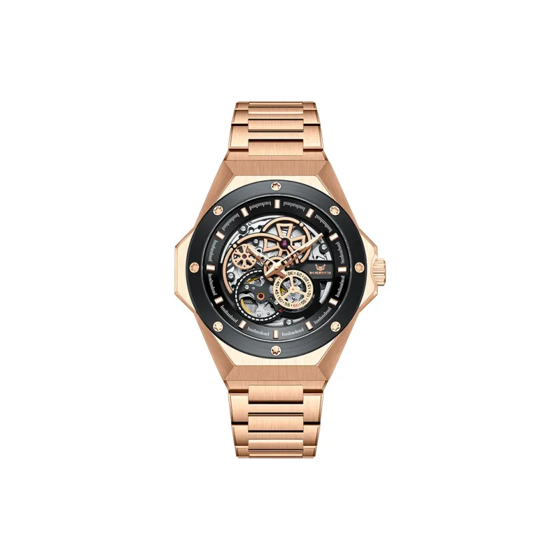 ROERDUM Infinite Universe Collection Leader Mechanical Movement Steel Strap Watch Men's Watches Black Dial-0