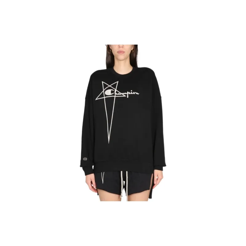 RICK OWENS X Champion Logo Embroidered Crewneck Sweatshirt-2