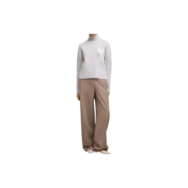 Ami Paris Cloudy Wool Ami De Coeur Sweater Earl Grey/Ivory-1
