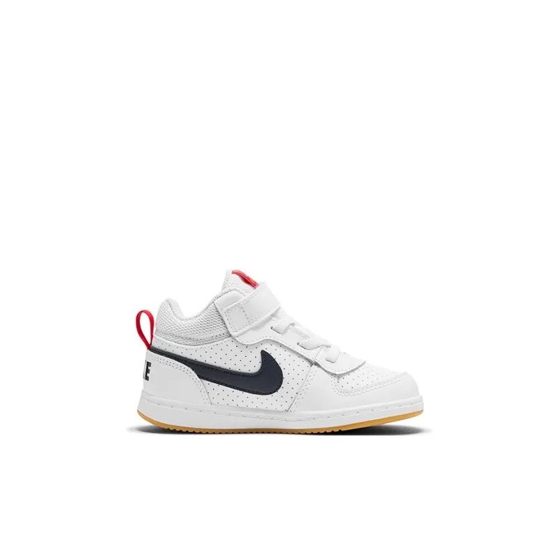 Nike Court Borough Mid 2 Abrasion Resistant Breathable Low Top Toddler Shoes White Black Infant And Toddler-1