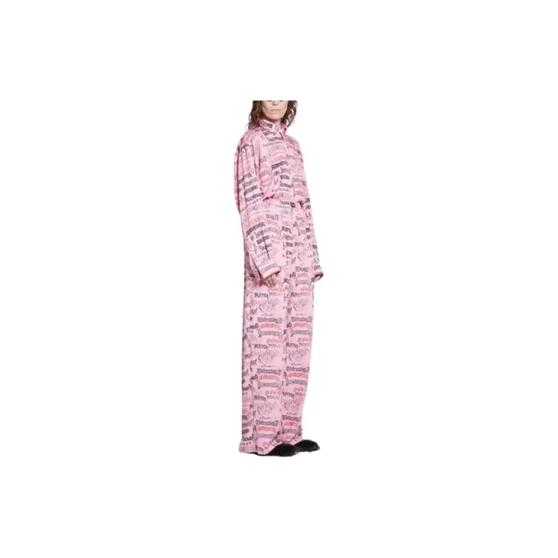 Balenciaga SS24 Casual Pants Loose Fit Style Women's Pink-2
