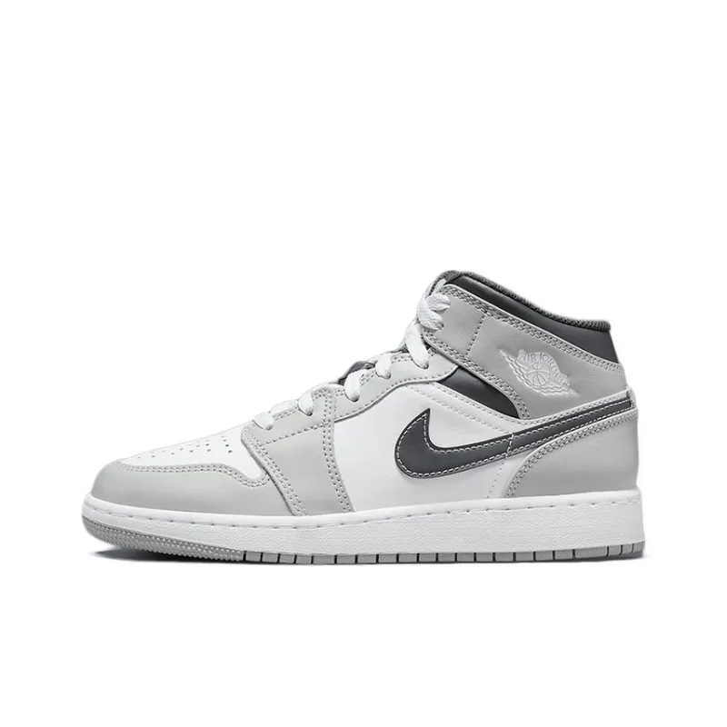 Jordan Kids Jordan 1 Mid "Light Smoke Grey" Sneakers-0