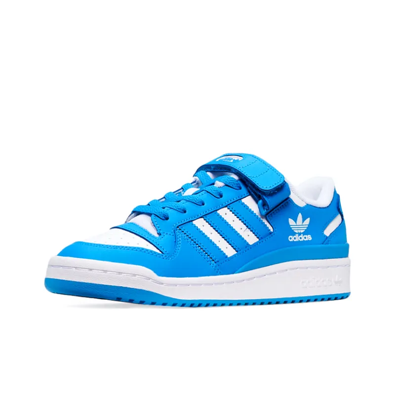 Adidas Originals FORUM Low J Anti Slip Wear Resistant Low Top Skateboard Shoes Blue White Teenagers-1