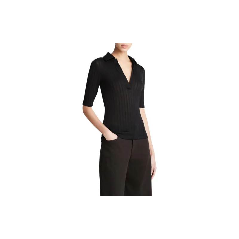 VINCE Ribbed knit Cotton T shirt-1