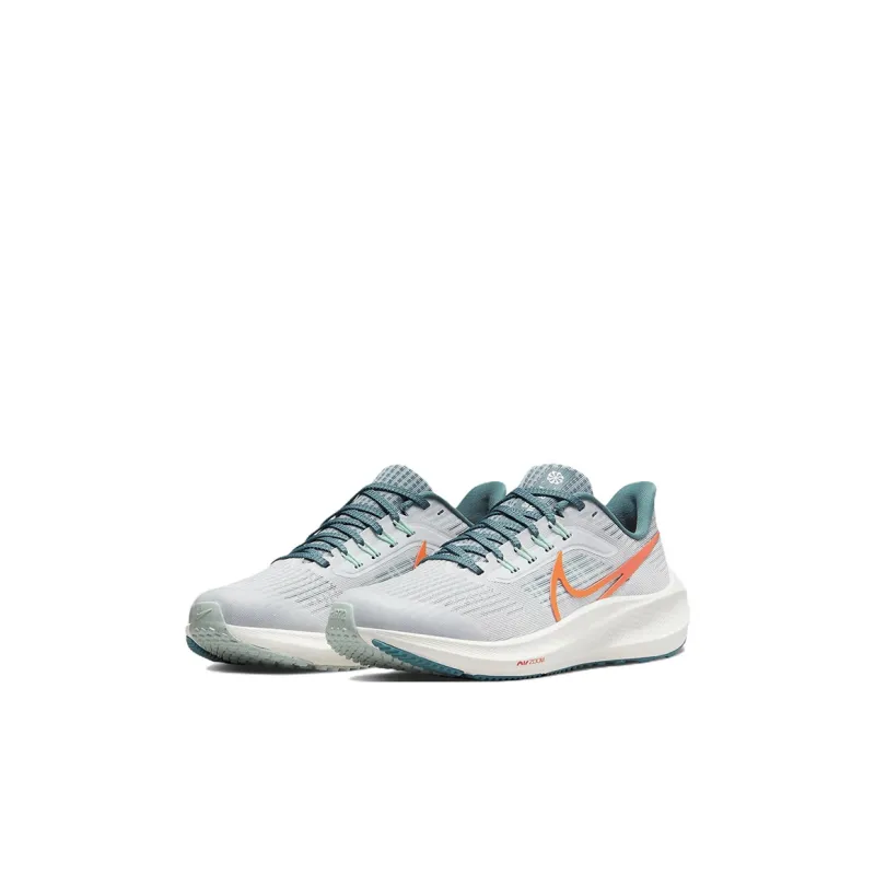 Nike Air Zoom Pegasus 39 Slip Resistant Cushioning Wear Resistant Low Top Running Shoes Gray Green Kids'-2