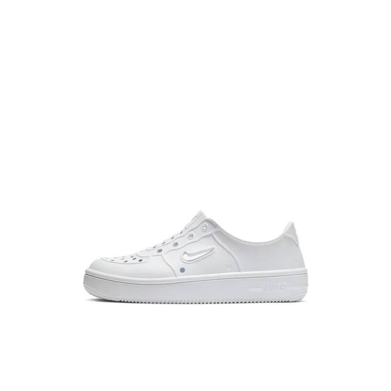 Nike Air Force 1 Breathable Low Top Skateboard Shoes Pure White Children Aged 3 7 Years Old-0