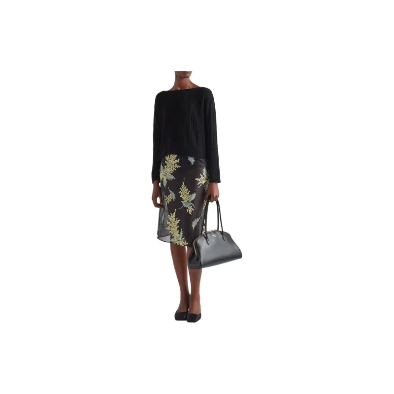 PRADA Floral embroidered Midi Skirt-1
