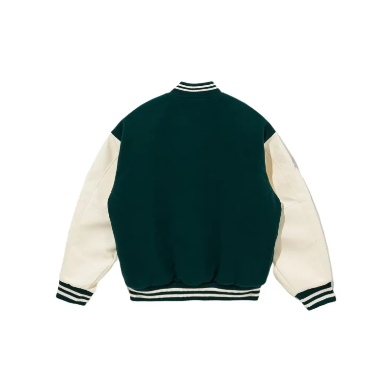 New Era Baseball Jacket Unisex White Green-1