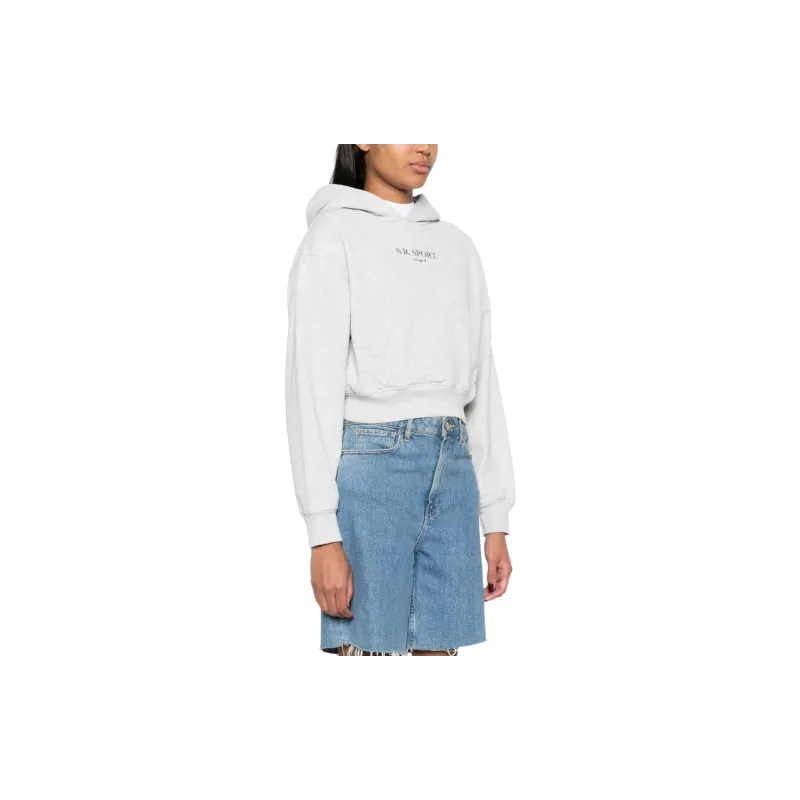 SPORTY & RICH Slogan print Mélange effect Hoodie-3