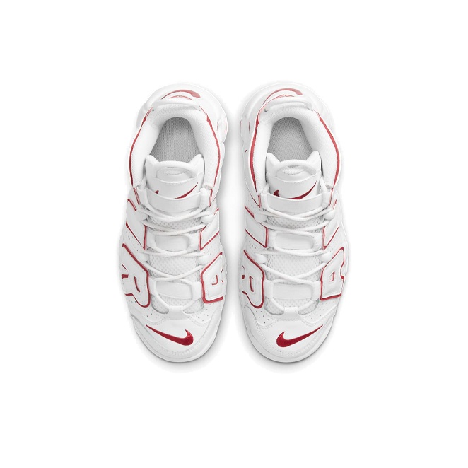 Nike Air More Uptempo White Varsity Red store Outline Grade School GS Kids