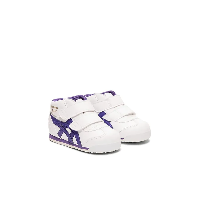 Onitsuka Tiger Mexico Mid Runner Abrasion Resistant Mid Top Running Shoes White Purple Infant And Toddler-2