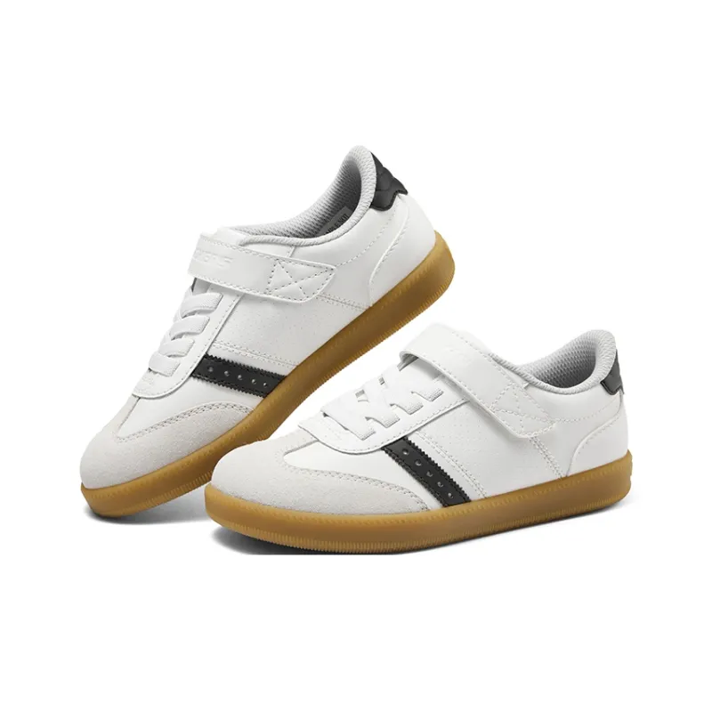 Skechers Durable Breathable Low Top Kids' Skateboarding Shoes White Black Teenagers-2