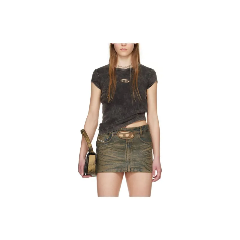DIESEL x SSENSE SS24 OVAL-D Collection Denim Short Skirts Women's Brown-1