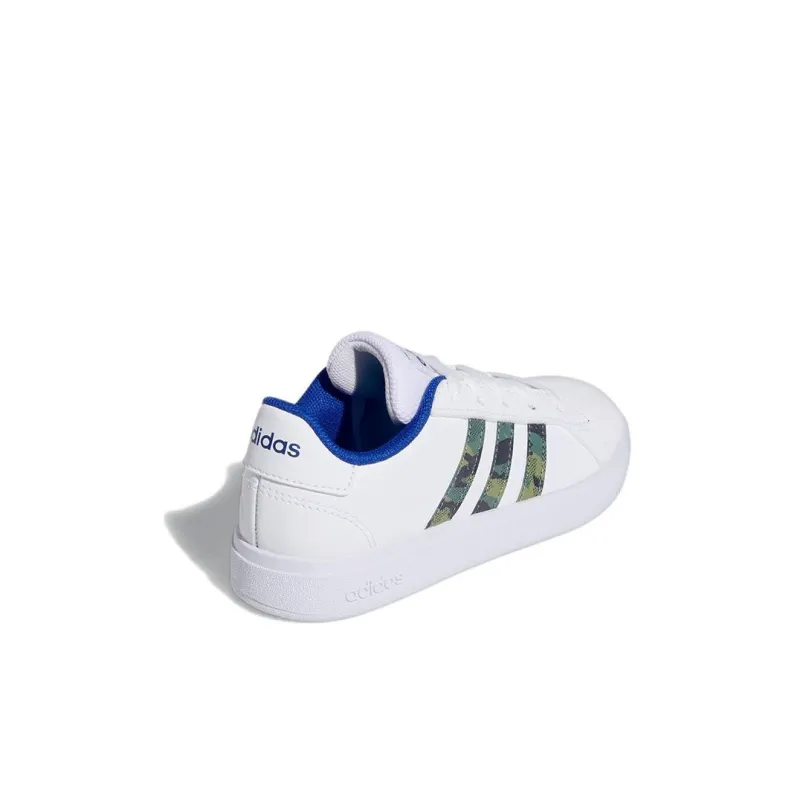 Adidas Neo GRAND COURT K Abrasion Resistant Low Top Kids' Skateboarding Shoes White Green Blue Kids'-3