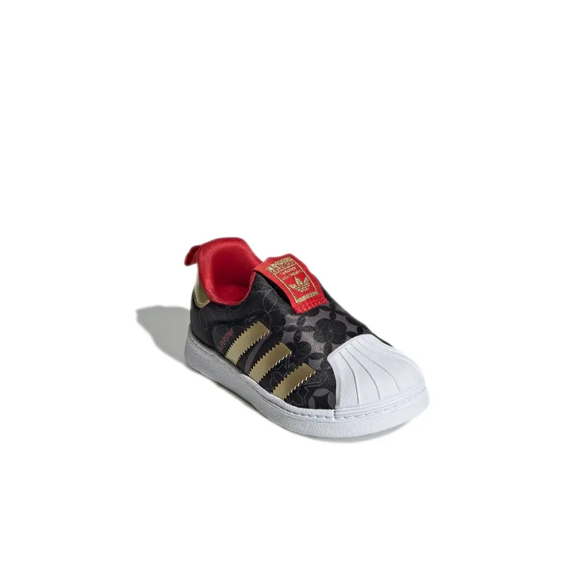 Adidas Originals Superstar Collection 360 I Abrasion Resistant Low Top Toddler Shoes Black Gold Infant And Toddler-2