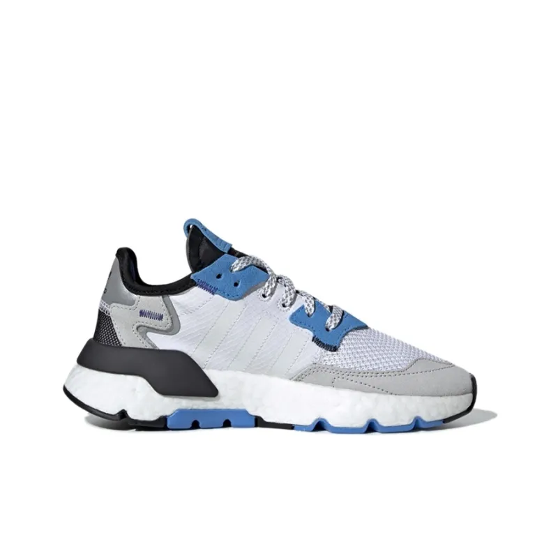 Adidas Originals Nite Jogger Breathable Kids Lifestyle Shoes White Gray Blue Teenagers-1