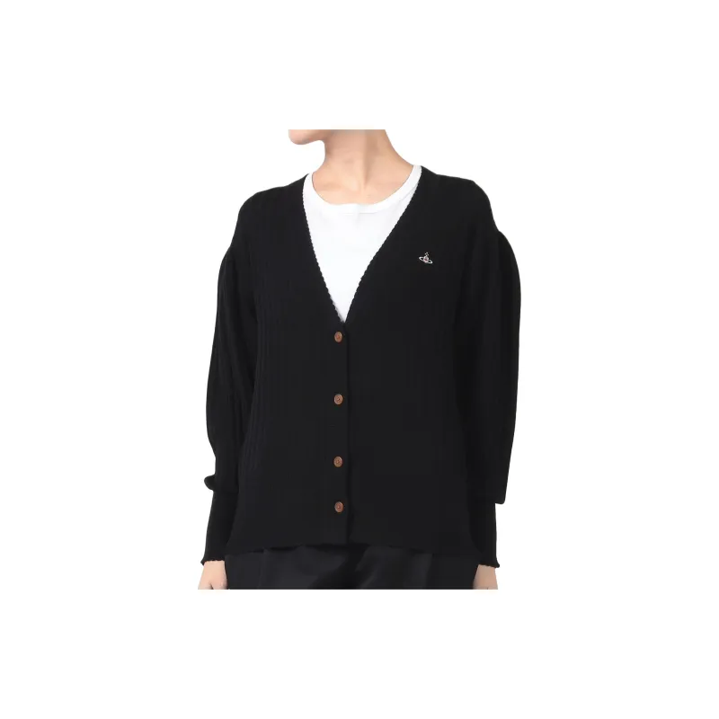 Vivienne Westwood Wool And Linen Lace Cardigan Sweater Knitwear Women's Black-1