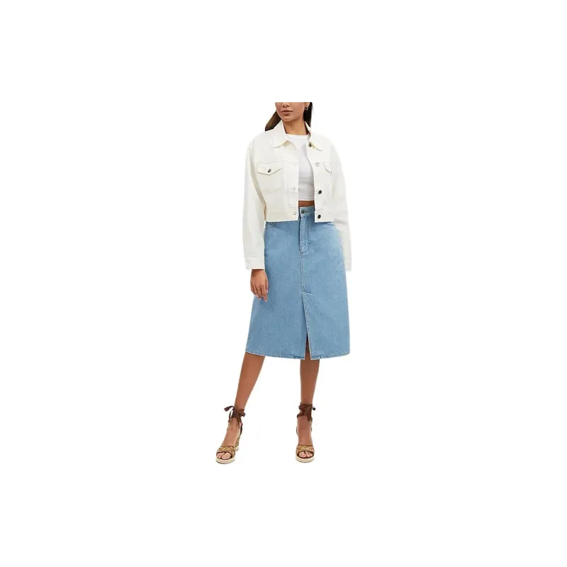 COACH SS24 Denim Long Skirts Women's Light Washed-1