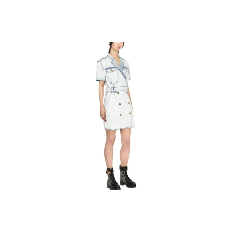 BALMAIN Double breasted Denim Dress-3