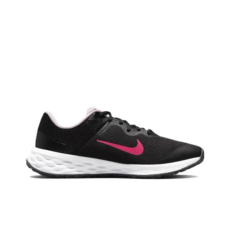 Nike REVOLUTION 6 Cushioning, Wear Resistant Low Top Kids' Running Shoes Black Pink Teenagers-1